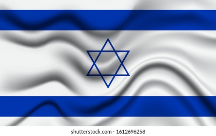 National flag of Israel. Abstract national flag waving with curved fabric background. Realistic waving flag of Israel vector background.