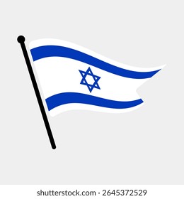 Bandeira nacional de Israel.  Bandeira de Israel computador digital vetor ilustração ícone design.  Bandeira de mastro flutuante.