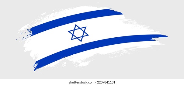 National flag of Israel with curve stain brush stroke effect on white background