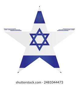 National Flag of Israel. Israeli flag in star shape. Star of David. Israel flags isolated on white background. Editable vector EPS available