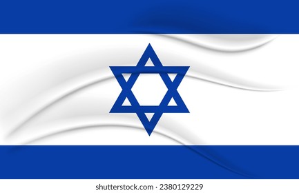 National flag of Israel with silk effect. Israeli Flag. 3D background, vector