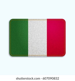 National flag of Italy with denim texture and orange seam. Realistic image of a tissue made in vector illustration.