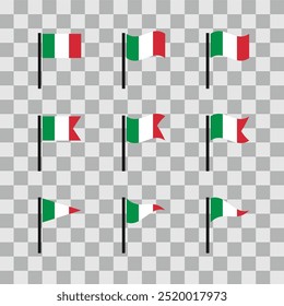 Bandeira nacional da Itália. Ícone de sinalizador define vetor de plano de fundo isolado