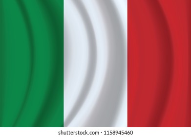 The national flag of Italy. The symbol of the state on wavy cotton fabric. Realistic vector illustration. Italy flag background with cloth texture