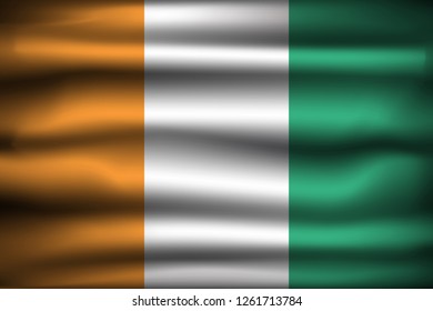 National Flag of Ivory Coast Côte D'ivoire CI. Front view, official colors and correct proportion. Realistic vector illustration.