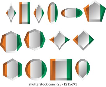 The national flag of Ivory Coast is a tricolour flag consisting of equal bands of orange, white, and green. The proportions of the flag are 2:3.