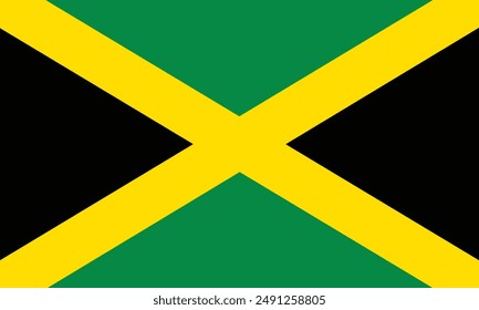 The national flag of jamaica. Flag of Jamaica is an island country situated in the Caribbean Sea. Vector illustration.