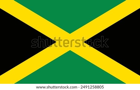 The national flag of jamaica. Flag of Jamaica is an island country situated in the Caribbean Sea. Vector illustration.