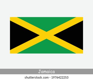 National Flag of Jamaica. Jamaican Country Flag Detailed Banner. EPS Vector Illustration Cut File svg