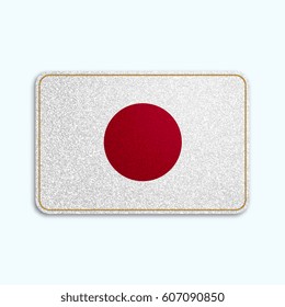 National flag of Japan with denim texture and orange seam. Realistic image of a tissue made in vector illustration.
