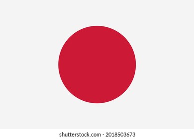 Nationalflagge Japans. Rechteckiges weißes Banner mit einem roten Kreis in der Mitte. Nisshoki, Hinomaru. Sonnenkreis. Land der aufsteigenden Sonne. Flaches Symbol. Texturplan. Vektorgrafik