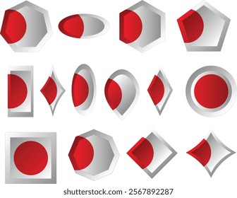 The national flag of Japan is a rectangular white banner with a crimson-red circle at its center. The flag is officially called the Nisshōki but is more commonly known in Japan as the Hinomaru