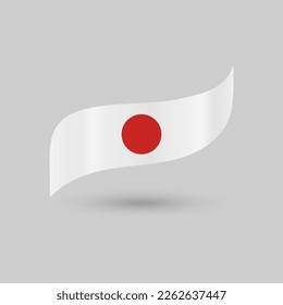 The national flag of Japan a white flag wave flowing a red sun label sticker badge national isolated vector on white background