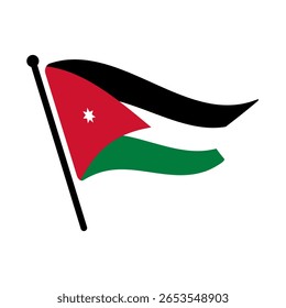 Bandeira nacional da Jordânia. Bandeira Jordan computador digital vetor ilustração ícone design. Bandeira de mastro flutuante.