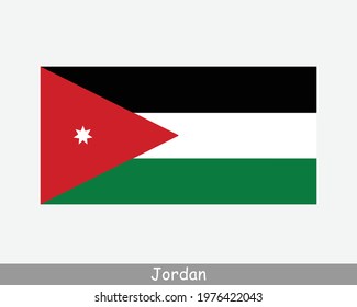 National Flag of Jordan. Jordanian Country Flag. Hashemite Kingdom of Jordan Detailed Banner. EPS Vector Illustration Cut File
