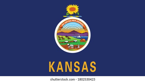 National flag of Kansas, Vector illustration, Vector of Kansas Flag. 