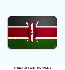 National flag of Kenya with denim texture and orange seam. Realistic image of a tissue made in vector illustration.