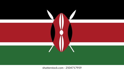 National flag of Kenya. Rectangular flag. Vector illustration