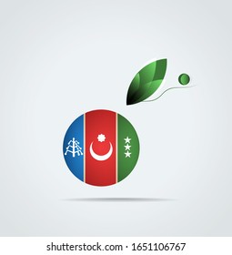 National flag of Khalaj ethnic vector illustration. Circular flag with shadow and 3D effect, on a gray background. Khalaj ethnic flag - round glossy button
