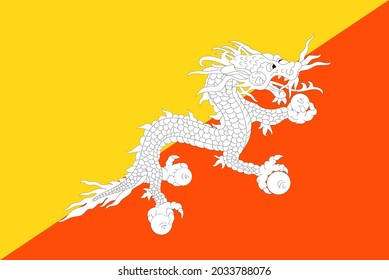 National flag of Kingdom of Bhutan