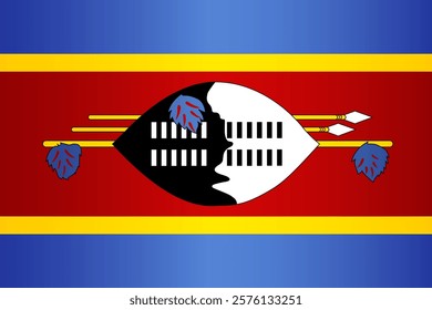 National Flag of the Kingdom of Eswatini. Vector Element