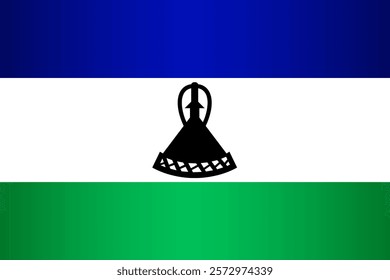 National flag of the Kingdom of Lesotho. Vector symbol