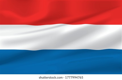 National flag of the Kingdom of the Netherlands blowing in the wind. Vector illustration. Eps 10 vector file.