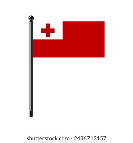 national flag of Kingdom of Tonga in the original colours and proportions on the stick