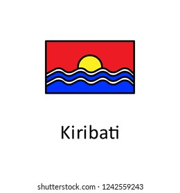 National flag of Kiribati in simple colors with name icon
