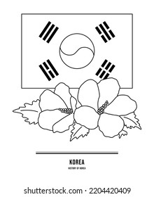 Die Nationalflagge von Korea, Taegukgi und Mugunghwa, das Chrysanthemum.