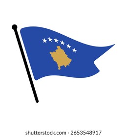 Bandeira nacional do Kosovo. Bandeira do Kosovo computador digital vetor ilustração ícone design. Bandeira de mastro flutuante.