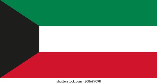 National Flag Of Kuwait (Alam Baladii, Derti), 1:2, Pan Arab Colors