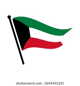 Bandeira nacional do Kuwait.  Bandeira do Kuwait computador vetor digital ilustração ícone design.  Bandeira de mastro flutuante.