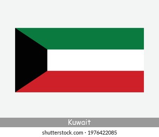 National Flag of Kuwait. Kuwaiti Country Flag. State of Kuwait Detailed Banner. EPS Vector Illustration Cut File