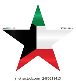 National Flag of Kuwait. Kuwaiti flag in star shape. Middle East Country. Kuwait flags isolated on white background. Editable vector EPS available