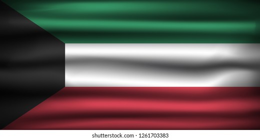 National Flag of Kuwait KW. Front view, official colors and correct proportion. Realistic vector illustration.