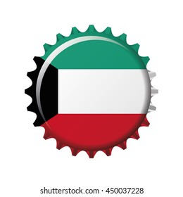 National flag of Kuwait on a bottle cap. Vector Illustration