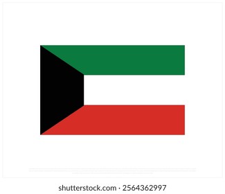 National flag of KUWAIT on a white background, Editable Vector illustration of KUWAIT flag, National Day design, Flag of Kuwait flat design, National Day of Kuwait