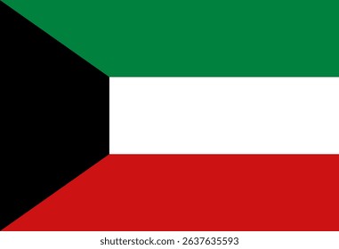 National flag of Kuwait. Vector illustration.
