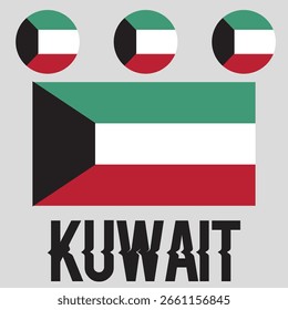 Nationalflagge von Kuwait. Kuwait-Flagge. Vektorgrafik. 