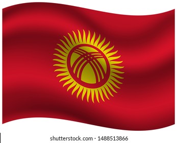 National flag of Kyrgyz Republic know as Kyrgyzstan . original colors and proportion. Simply vector illustration, from countries flag set.
