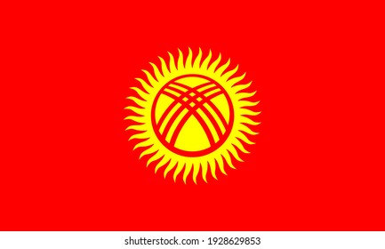 national flag of Kyrgyzstan officially the Kyrgyz Republic, in the original size,colours and proportions(5:3)