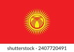 The national flag of Kyrgyzstan vector illustration with official color