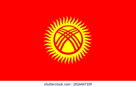 National Flag Of Kyrgyzstan,officially The Kyrgyz Republic, Also Known As Kirghizia 