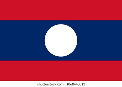 National flag of Laos with official colors and proportion. Official National Laos flag Vector Illustration.