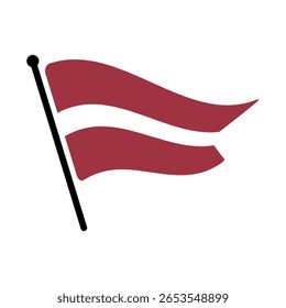 Bandeira nacional da Letónia. Letônia bandeira computador digital vetor ilustração ícone design. Bandeira de mastro flutuante.