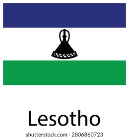 National flag of lesotho with central basotho hat emblem southern africa national lesothan patriotic horizontal identity heritage official sovereign independence government
