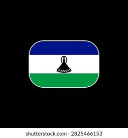 National flag of Lesotho featuring blue white and green horizontal stripes with black Basotho hat symbol center. Digital icon for travel education and official country events.