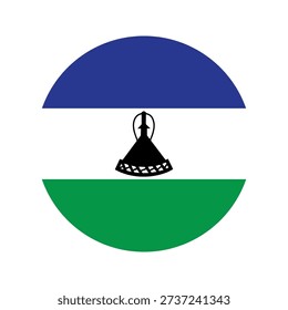 National flag of Lesotho. Round Lesotho flag. Vector Illustration.