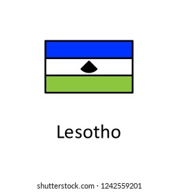 National flag of Lesotho in simple colors with name icon